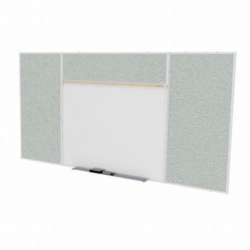 Ghent 4'x8' Combo E Magnetic Whiteboard Silver Vinyl Fabric Tackboard