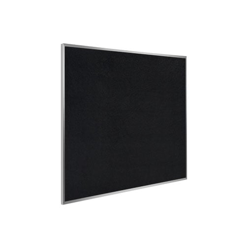 Ghent 48" x 48" Black Recycled Rubber Bulletin Board with Aluminum Frame