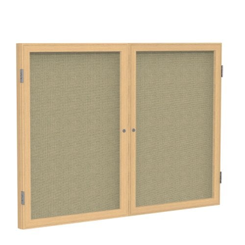 Ghent 48"x60" 2Door Oak Frame Indoor Beige Tackboard