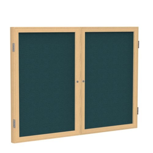 Ghent 48"x60" 2Door Oak Frame Indoor Blue Tackboard