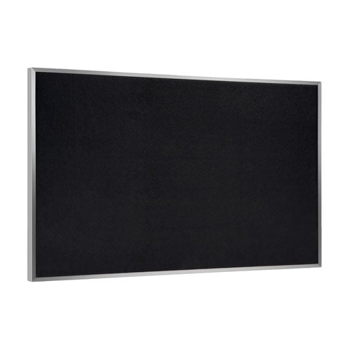 Ghent 48" x 60" Black Recycled Rubber Bulletin Board with Aluminum Frame