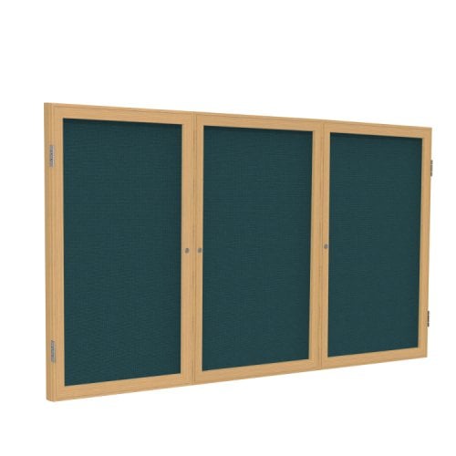 Ghent 48"x72" 3Door Oak Frame Indoor Blue Tackboard
