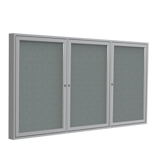 Ghent 48"x72" 3Door Satin Aluminum Indoor Gray Tackboard