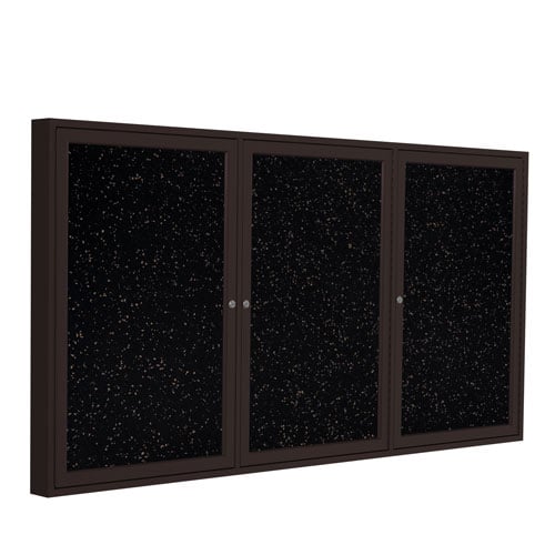 Ghent 48"x96" 3-Door Rubber Tackboard w/ Bronze Alum. Frame - Speckled