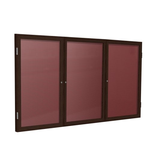 Ghent 48"x96" 3Door Walnut Indoor  Burgundy Letterboard