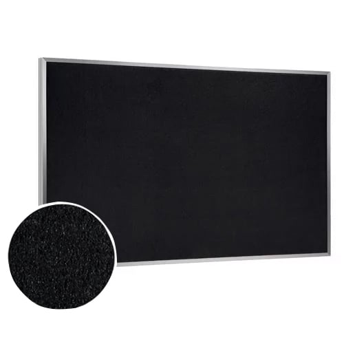 Ghent 48" x 72" Black Recycled Rubber Bulletin Board with Aluminum Frame
