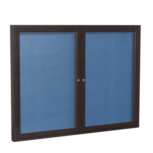 Ghent 48" x 60" 2-Door Ocean Vinyl Bulletin Board with Bronze Aluminum Frame