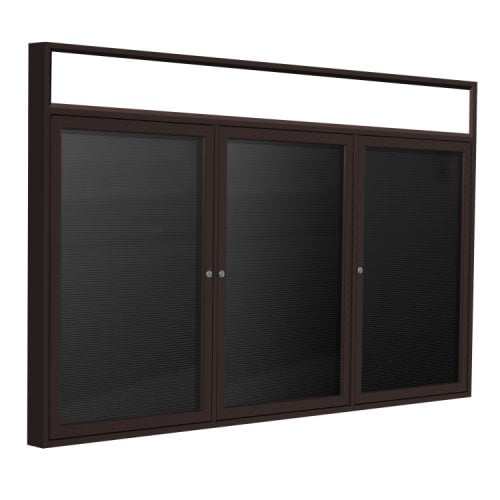 Ghent 48x96 3-Door Bronze Illuminated Black Letterboard - Indoor