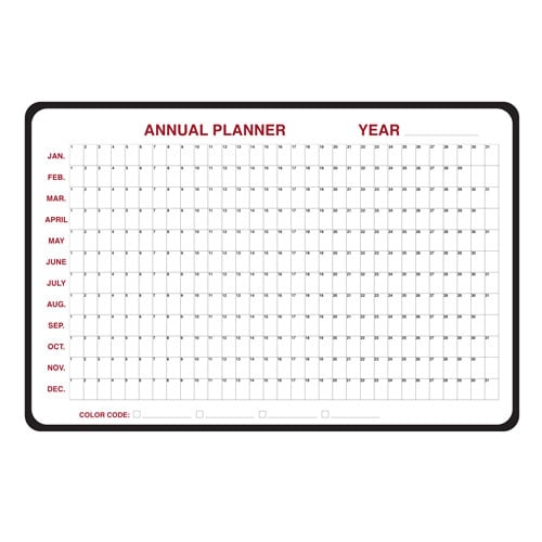 Ghent Annual Dry Erase Planner 24"x36" - Black Vinyl Frame