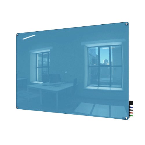 Ghent 3' x 4' Denim Harmony Glass Markerboard - Radius Corners