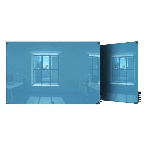 Ghent 2' x 3' Denim Harmony Magnetic Glass Markerboard - Square Corners