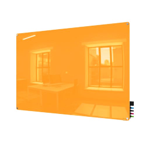 Ghent 4' x 10' Marigold Harmony Glass Markerboard - Radius Corners