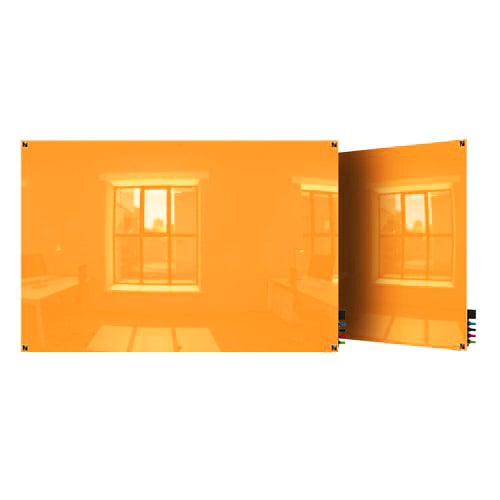 Ghent 4' x 6' Marigold Harmony Magnetic Glass Markerboard - Square Corners