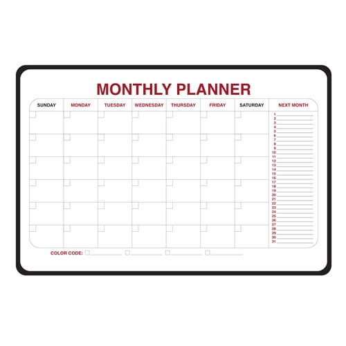 Ghent Monthly Dry Erase Planner 24"x36" - Black Vinyl Frame