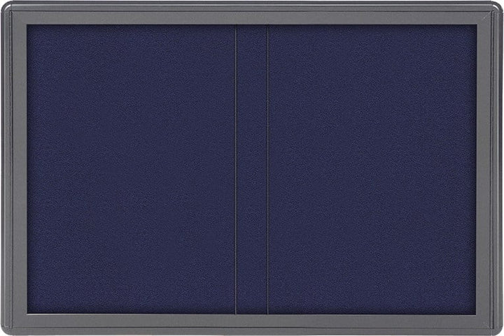 Ovation 34x47 2Sliding Doors Indoor Blue Tackboard-Gray Frame