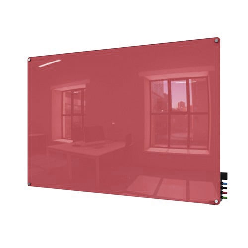 Ghent 4' x 4' Rose Harmony Magnetic Glass Markerboard - Radius Corners