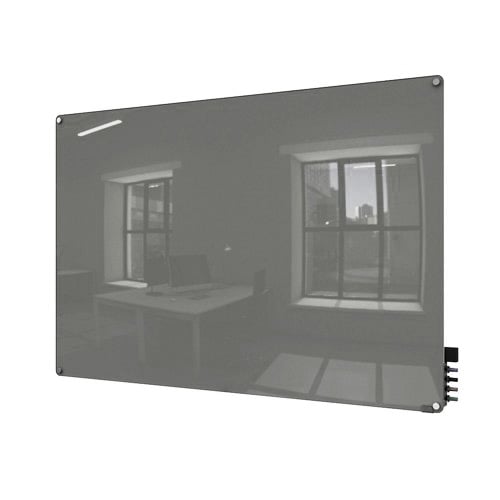 Ghent 4' x 6' Smoke Harmony Magnetic Glass Markerboard - Radius Corners