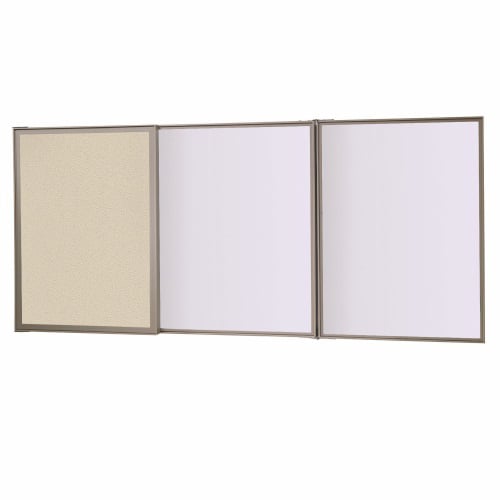 Ghent VisuALL PC Whiteboard Cabinet with Beige Fabric Bulletin Board Exterior Doors