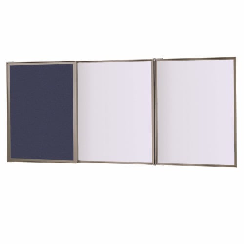 Ghent VisuALL PC Whiteboard Cabinet with Blue Fabric Bulletin Board Exterior Doors