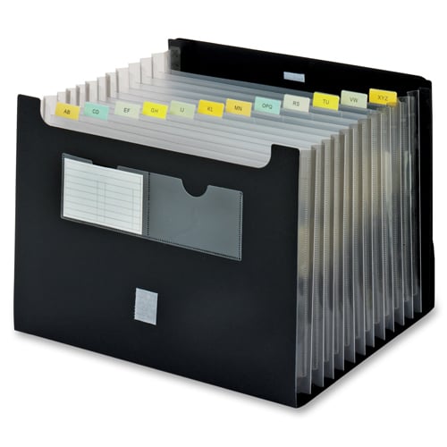 Globe-Weis 13-Pocket Black Expanding File with Flap -1pk