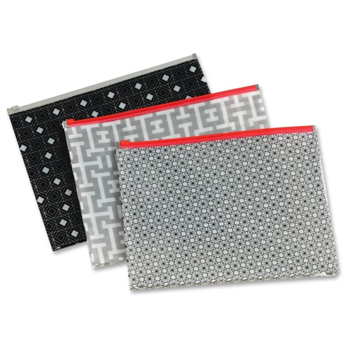 Globe-Weis Assorted Fashion Print Letter-Size Poly Zip Envelopes - 3pk