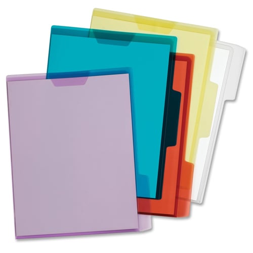 Globe-Weis Flap-Lock Translucent Letter-Size Poly Project File Jackets (Assorted) - 5pk