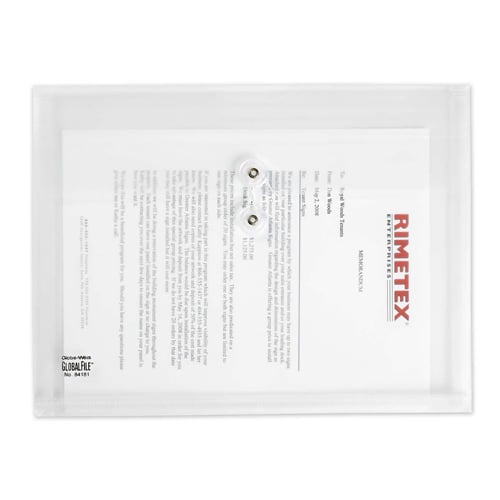 Globe-Weis GlobalFile Durable Clear Letter Size Poly Envelope - 1pk