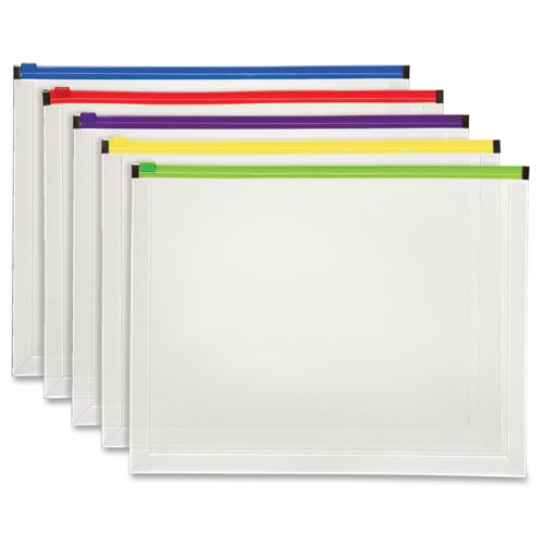 Globe-Weis Letter-Size Top-Load  Clear Poly Zip Envelopes (Assorted) - 5pk