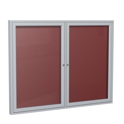 Ghent 2Door Satin Aluminum Burgundy Letterboard