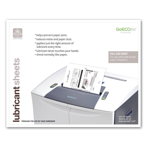 GoECOlife 8.5" x 11" Shredder Lubricant Sheets - 12pk