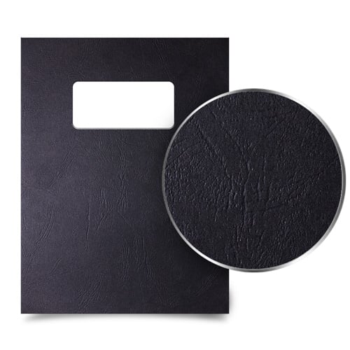 Black Grain 8.5" x 11" Letter Size Covers With Windows - 100pk
