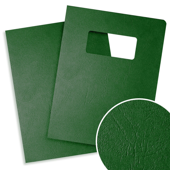 Hunter Green Grain 8.75" x 11.25" Oversize Covers With Windows - 100pk