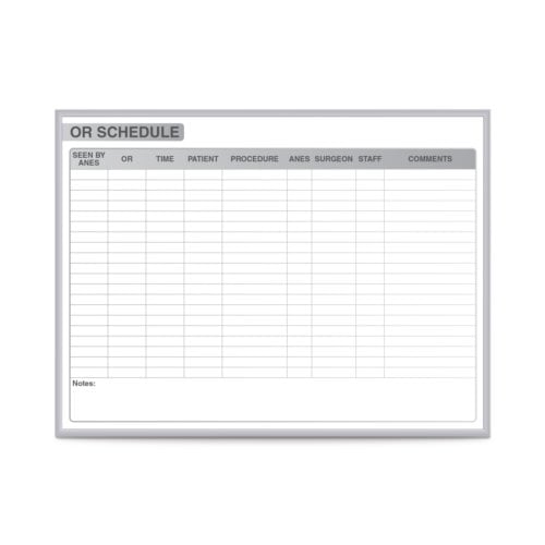 Ghent OR Schedule Healthcare Whiteboards with Aluminum Frame