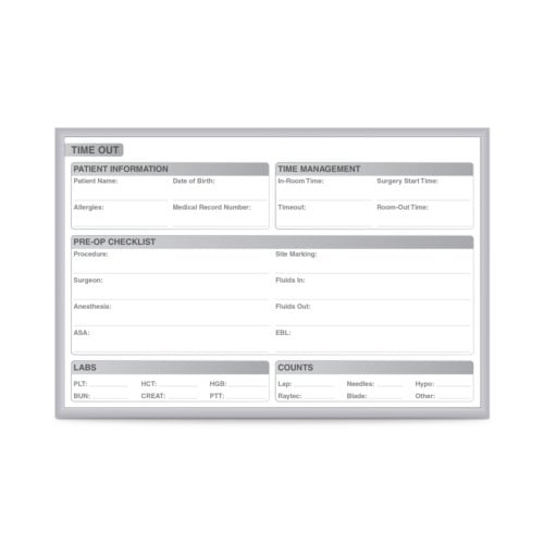 Ghent OR Time Out Healthcare Whiteboards with Aluminum Frame
