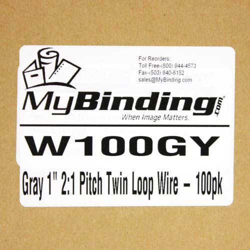 Gray 1" 2:1 Pitch Twin Loop Wire - 50pk