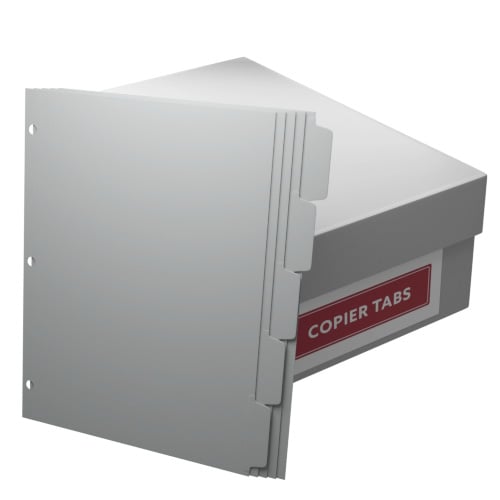 MyBinding 90lb Gray 1/5th Straight Collated Plain Paper Copier Tabs (3-Hole Punched) - 1 Carton