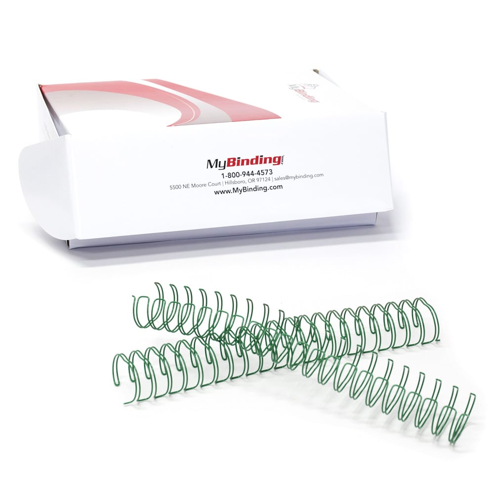 Green 1-1/4" 2:1 Pitch Twin Loop Wire - 100pk