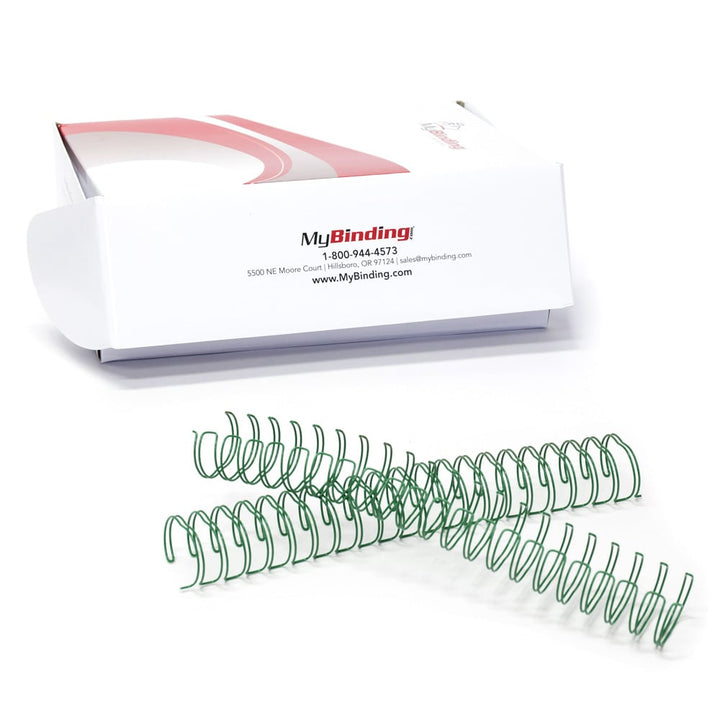 Green 1-1/4" 2:1 Pitch Twin Loop Wire - 100pk