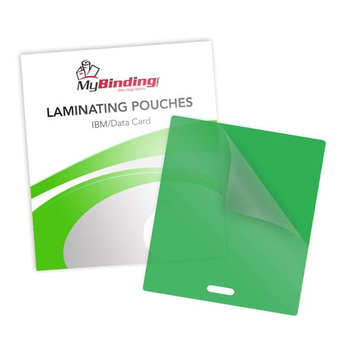 Green 10mil IBM Data Laminating Pouches with Short Side Slot - 100pk