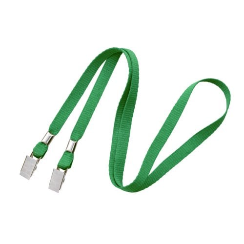 3/8" Flat Open Ended Lanyards with Two Bulldog Clips - 100pk