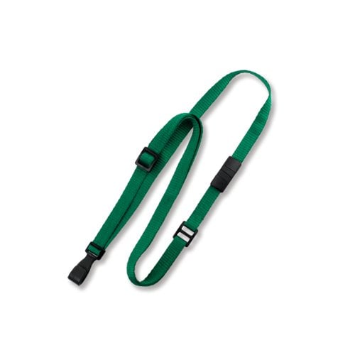 Green Adjustable Lanyard with Wide No-Twist Plastic Hook - 100pk