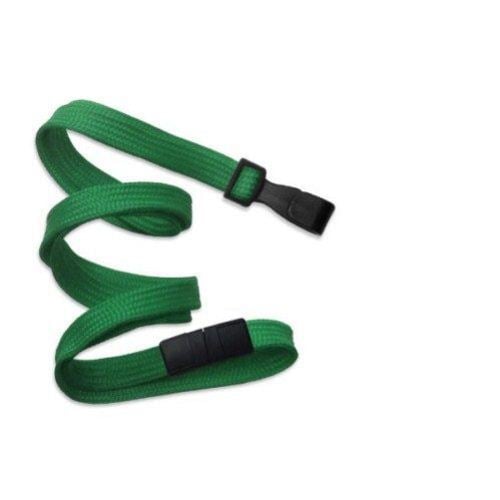 Green Flat Braid Break-Away Lanyard with Wide Hook - 100pk