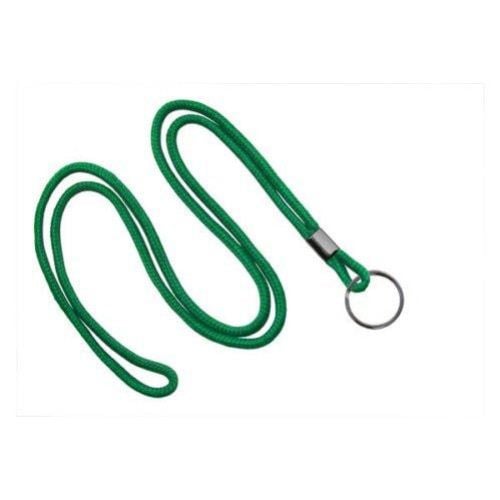 Green Round Braid Lanyard with Black Split Ring - 1000pk