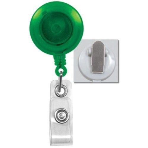 Green Translucent Round Badge Reel with Spring Clip - 25pk