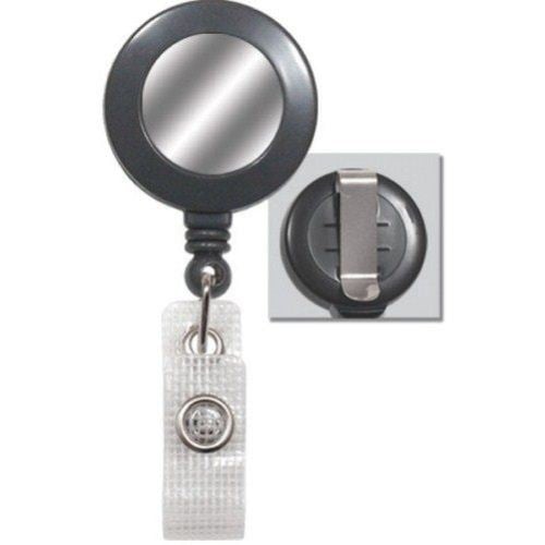 Grey Reinforced Badge Reel w Silver Sticker and Belt Clip - 25pk Clearance Sale