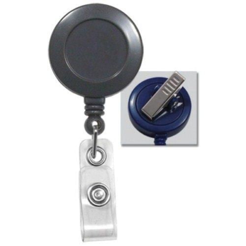 Grey Round Badge Reel with Swivel Spring Clip - 25pk - Clearance Sale