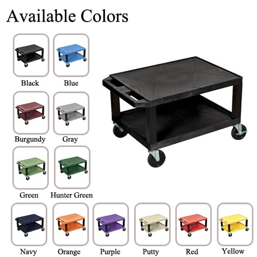 H. Wilson 16" High Tuffy Utility A/V Cart (2-Shelf Black Legs)