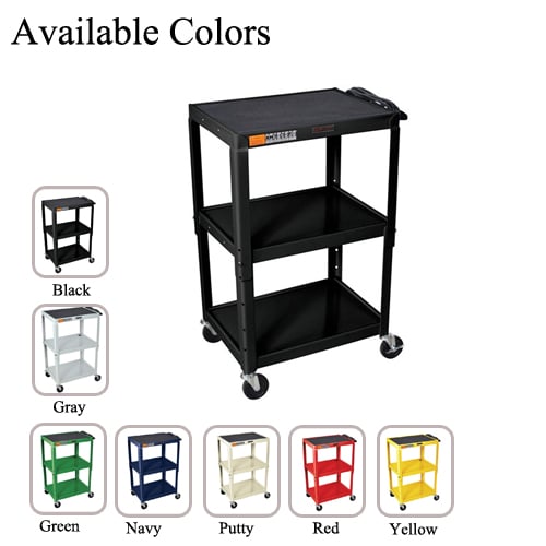 H. Wilson Adjustable Height 3-Shelf Steel A/V Cart