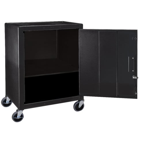 H.Wilson MC34E 34" High Black Steel 2-Shelf A/V Mobile Cabinet