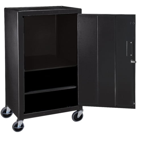 H.Wilson MC42E 42" High Black Steel 2-Shelf A/V Mobile Cabinet